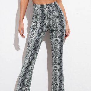 flare snakeskin print pants